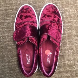 ISSAC MIZRAHI- Red Velvet Flat & Loafers Shoes